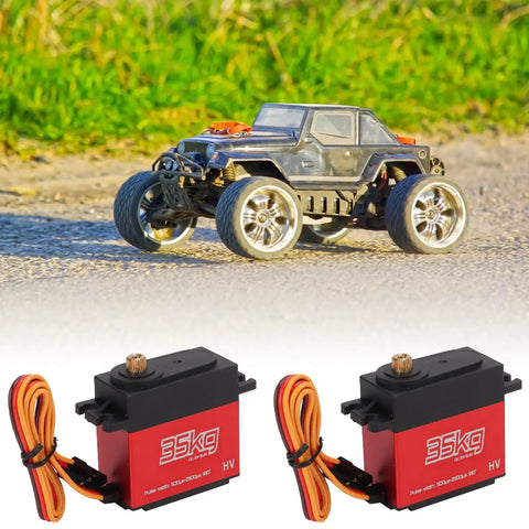 Badass High Torque Coreless Motor Servo Crafted From Tough Aluminum Alloy Housing With Precision Potentiometer And High Resolution Digital Control Chip for RC car steering.