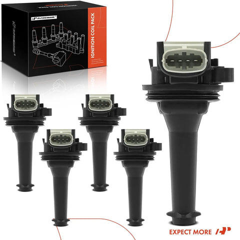 Ignition Coil Pack Set of 5 for Volvo 2.4L and 2.5L Engines, Drop in fit for C30 C70 S40 S60 V50 V60 V70 XC60 2004-2016