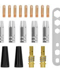 14AK MIG Welding Gun Kit with 20 tips 0.039 inch 1.0mm contact tips nickel plated nozzles copper components for welders