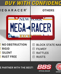 Slim Red License Plate Frames 2 Pack, Rust Free Stainless Steel, Street Legal Front And Rear Car Tag Holders With Screw Caps