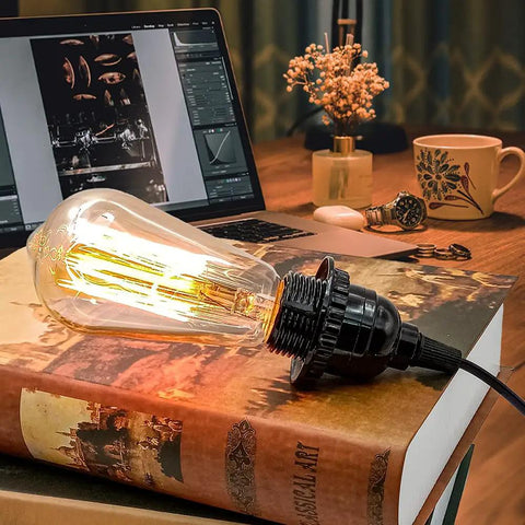 Plug In Industrial Pendant Light Kit With E26 E27 Socket And 19.69 Foot Cord On Off Switch Retro Hanging Lights For Living Room And Bedroom Bulb Not Included CE Certified Durable Heat Resistant Cord Loft Style Home Decor