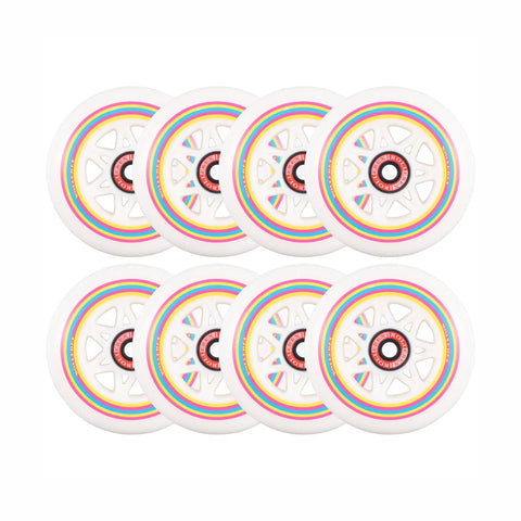 Lollipop Boardwalk Inline Skate Wheels 90mm 85A Polyurethane Indoor Outdoor 8 Pack arranged in two rows