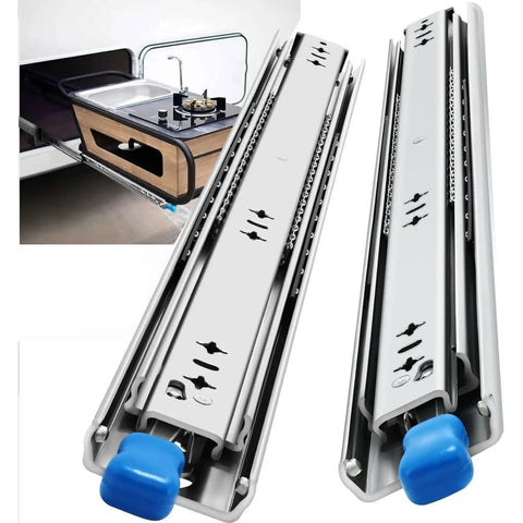 53mm Heavy Duty Drawer Slides With Hidden Bottom Mount For Under Drawer Install, No Exposed Hardware For A Slick Minimalist Cabinet Look, Maximizes Internal Space In Narrow Openings, Push To Open Rebound Mechanism Eliminates Handles, stainless steel