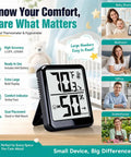 Indoor Room Thermometer And Hygrometer Real Time Temp And Humidity Monitor With Digital Display Accurate Readings From -58 To 158 F Easy Humidity Control Great For Home Office Nursery black 2.1 in display