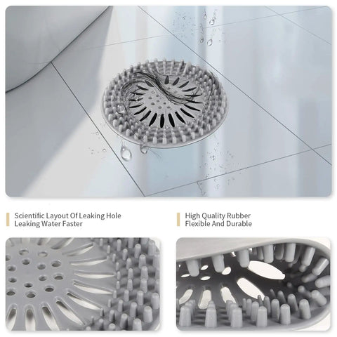 Durable Silicone Hair Catcher Inside Drain Protector demonstrating water flow efficiency