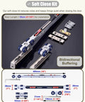 Soft Close Pocket Door Hardware Set Black Heavy Duty Sliding Door Kit for Cabinets and Closets with 2 Barn Door System Track Rails