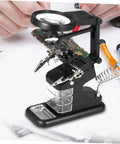 Usb Soldering Station With Led Magnifying Lamp And Adjustable Third Hand Clamp For Electronics Repair on a desk