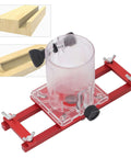 Zunate wood trimmer router base with red aluminum frame and clear guide cylinder for 65mm machines