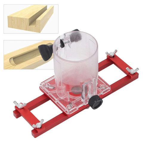Zunate wood trimmer router base with red aluminum frame and clear guide cylinder for 65mm machines
