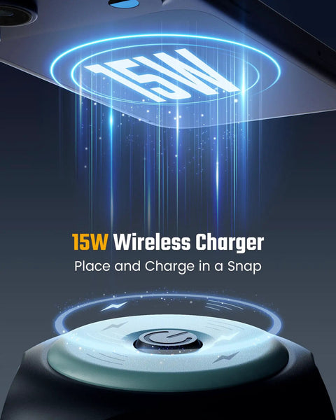 15W wireless charger on Must-Have Power Strip Tower With Wireless Charger And Surge Protector, 9 Outlets And 4 USB Ports