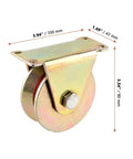 Front view of 3 Inch Sliding Gate Wheel Set of Six with V Groove Track Rollers made from Grade 45 steel for rail and gate systems.