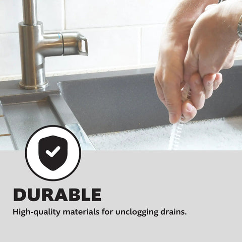 Hands using 15 Foot Hand Crank Drain Auger With Pistol Grip For Small To Medium Household Drains near kitchen sink
