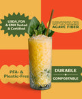 Bulk Agave Straws 6 Inch 2000 Count Sustainable And Compostable Drinking Straws Made From Upcycled Agave Plant Fiber Long Lasting And Durable Won't Get Soggy Perfect For Parties And Everyday Use in a drink