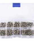 200 Pcs M3 Stainless Steel Flat Head Screws Set Heavy Duty High Strength Self Tapping Wood Furniture Fasteners