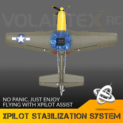 P51 Mustang RC Plane With Brushless Motor, 4 Channel Flight, XPilot Stabilizer For Easy, Smooth Control, 500mm Wingspan