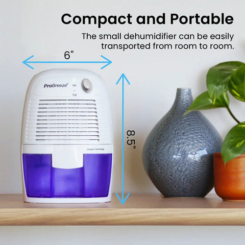 Slick Mini Electric Dehumidifier For Home Bedroom With Auto Shutoff Quiet Air Moisture Extractor Compact Portable Water Collector For Bathroom Basement Rv Office No Sweat Operation