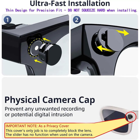 Two Pack Stealth Privacy Lens Cover for Smart Glasses with Front Blocker and Side Vent Design installation guide