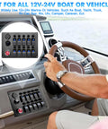 All In One Marine Rocker Switch Panel With LED Circuit Breaker 10 Circuits 12V 24V DC Socket Horn Button Dual USB Charger and Voltmeter