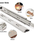 22 Inch Soft Close Drawer Slides With Ball Bearing Full Extension For Cabinets shown with smooth operation and durable steel.