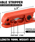 Two Piece LCP-240 Wire Stripper Set With Ten Blades, Heavy Duty Cable Stripping Tool For AWG 12 To 4/0 Cables, orange tool close-up