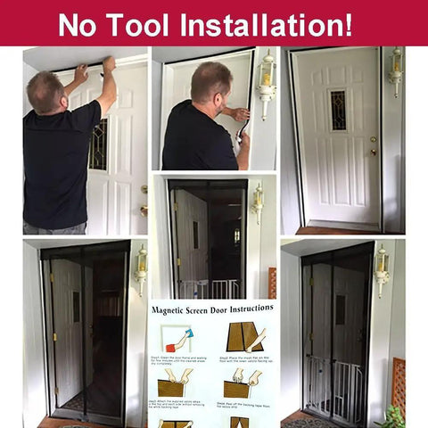 Installation process of Magnetic Screen Door With Full Frame Velcro Auto Close 26 Strong Magnets Fits Doors Up To 36 By 98 Inches