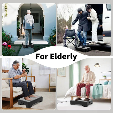 Heavy Duty Adjustable Step Stool For Adults And Kids, 660 Lbs Capacity, with 5-leg base used by elderly in various settings