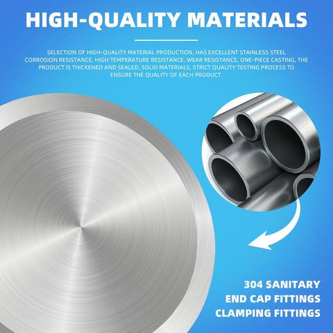 Sanitary Tri Clamp end caps, 2-inch, stainless steel, 6-piece