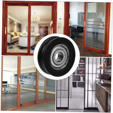 U Groove Track Guide Bearing Kit, 6x27x8 Nylon U Type Wheel With Internal Grease, Deep Groove Ball Bearing for Cabinet, Window, Mechanical Equipment, Smooth, Quiet Operation, Durable Nylon Coated Pulleys used on sliding doors