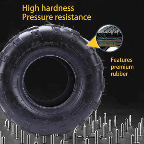 145/70-6 Go-to Tire Replacement For Go Karts And ATVs On Mini Bikes 14x6-6 145 70-6 shown with pressure resistance feature