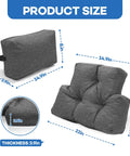 Recliner Neck And Lumbar Pillow Set With Shredded Foam Fill, Adjustable Headrest Strap for Chairs and Sofas, dimensions shown.