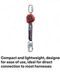 Protecta Rebel Self Retracting Lifeline 6 Foot Polyester Web with Steel Snap Hook and Carabiner Black Red product image
