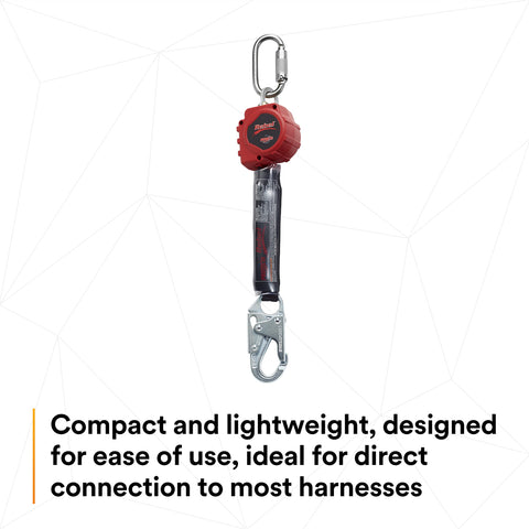Protecta Rebel Self Retracting Lifeline 6 Foot Polyester Web with Steel Snap Hook and Carabiner Black Red product image