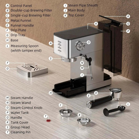 Parts of a 20 Bar Espresso Machine With Rapid Cold Brew Hot And Iced Coffee Maker Built In Steam Wand Touch Screen 37 Oz Water Tank Perfect For Lattes And Cappuccinos Great Gift For Coffee Lovers