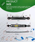 Diagram of Heavy Duty Hydraulic Top Link Cat 1-1 with dimensions, hoses, couplers, and components, used for tractors and excavators.