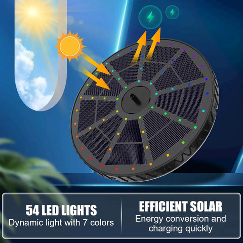 Remote Control Solar Fountain With Dope Colorful Lights For Bird Bath And Garden, 4000mAh Battery, 7 Nozzles, 4 Fixers