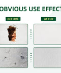 Before and after wall repair with All Purpose Wall Putty Repair Kit With Nozzle For Drywall Spackle Paste Safe Non Toxic Waterproof Hole Filler.