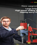 Real Deal Heavy Duty Magnetic Drill Machine For Tough Steel Frame Construction And Rapid Job Site Upgrades Pumping Out Gritty Beast Torque And Absolutely Zero Sweat Precision Per Shift, shown operated by a worker.