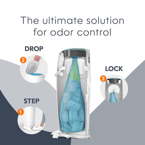 Registry Gift Set Includes Complete Diaper Pail With Foot Pedal Odor Control System 8 Refill Bags And 1 Carbon Filter Must Have
