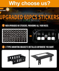 8 Gang Toggle Momentary Pulsed Switch Panel with Wireless LED Touch Control Box, stickers, and mounting brackets shown