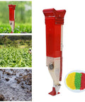Adjustable Handheld Fertilizer Applicator For Garden And Lawn Manual Single Cylinder Planter in use with soil and fertilizer