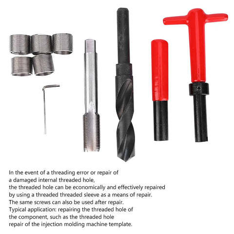 Stainless Steel Thread Repair Kit With M18x1.5 Threaded Inserts 10 Piece Set Drill Tap Wrench And Hex Wrench For Auto Parts Repair