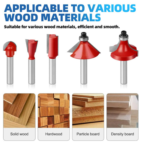 Various router bits from 15 Piece One Quarter Inch Shank Router Bits Set With Pro Grade Tungsten Carbide Double Flute Cutters Wood Milling Kit