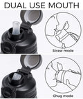 Collapsible 21oz Silicone Water Bottle With Straw Carry Strap Leakproof Screw Lid Wide Mouth BPA Free Travel Hydration Cup