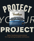 Fast Dry Rad Water Based Wood Stain For Interior Furniture And Cabinets Low Odor Lightning Quick Set Formula One Coat Flex Boosts Killer Wood Grain With Smooth Finish in quart can against dark background.