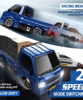 Blue 4WD Drift RC Car With 2.4GHz Remote And Dual Battery Setup, 20kmh High Speed, Durable PVC Body, drifting in racing mode
