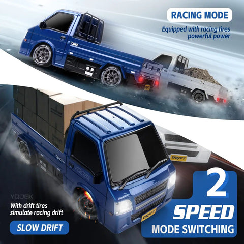 Blue 4WD Drift RC Car With 2.4GHz Remote And Dual Battery Setup, 20kmh High Speed, Durable PVC Body, drifting in racing mode