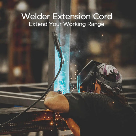 Heavy Duty 25 Foot 220V Welder Extension Cord 8 Gauge NEMA 6 50 Welding Lead With Lighted End For MIG TIG Machines in use