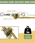 Beefy 4400 Lb Come Along Winch Heavy Duty Hand Cable Hoist With Double Safety Lock Hooks, solid metal gear, steel wire rope.