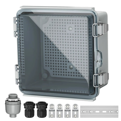 6x6x4 Outdoor Electrical Box Weatherproof Junction Box Plastic Clear Waterproof Enclosure NEMA 4 with mounting accessories