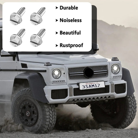 Heavy Duty License Plate Screws Kit 4 Pack Silver Bolts For Cars SUV Truck Universal Fasteners, Rust Resistant Galvanized